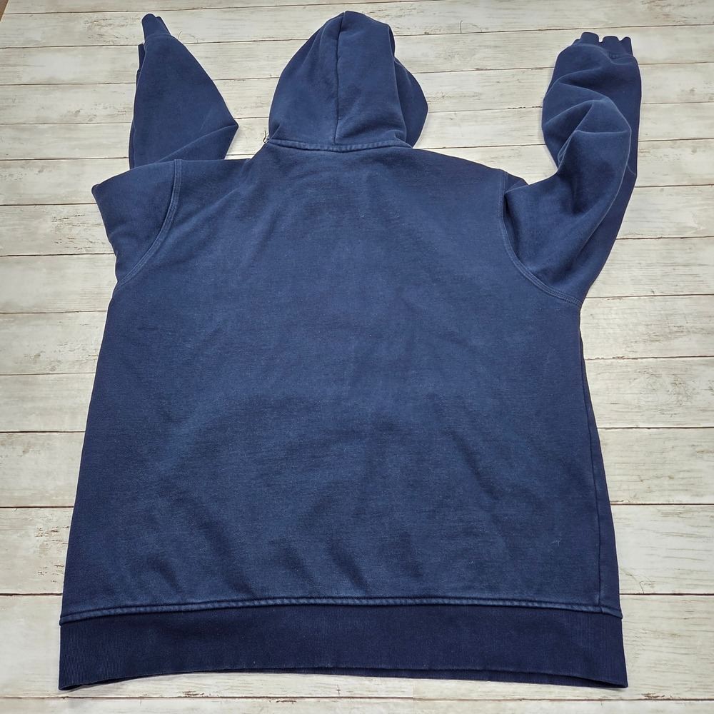 Adidas Originals Trefoil Hoodie Pullover Men Large Navy Blue Embroidered Logo - Picture 5 of 8